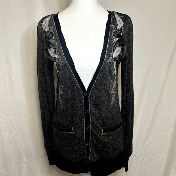 Miss Me Sequin Long Sleeve Button Up  Long Sleeve Cardigan Floral Women Comfy - Picture 1 of 9